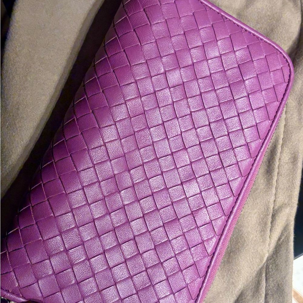 Bottega Veneta Purple Intrecciato Leather Clutch
